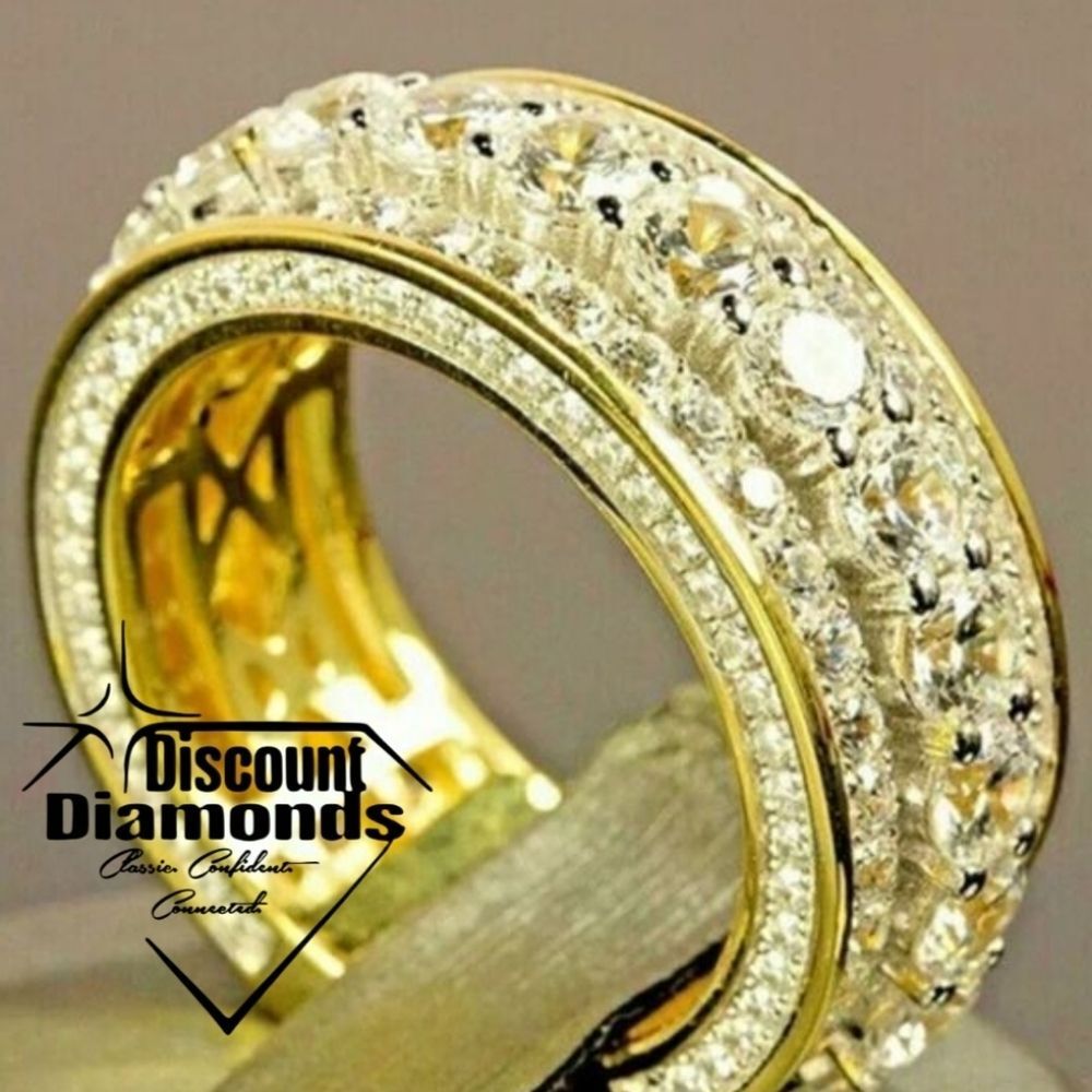 925 Men's or Women's White Sapphire on 18K Yellow Gold 💛
